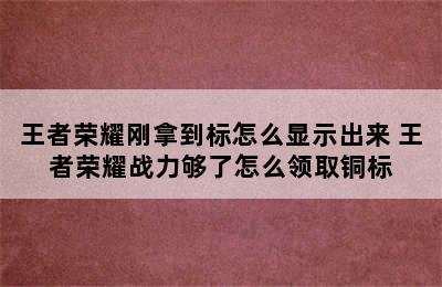 王者荣耀刚拿到标怎么显示出来 王者荣耀战力够了怎么领取铜标